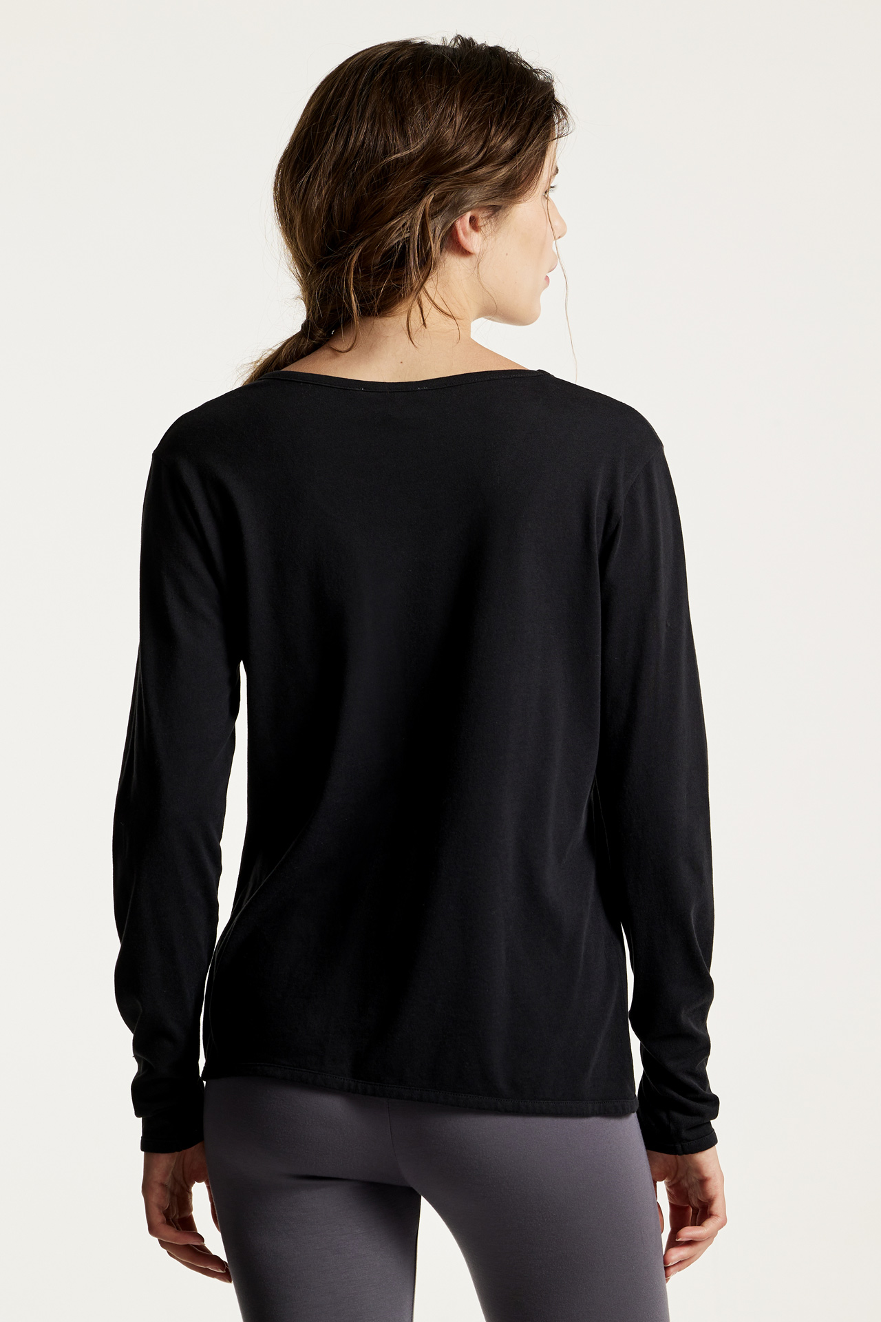 Women's Wide V Neck Long Sleeve T-Shirt